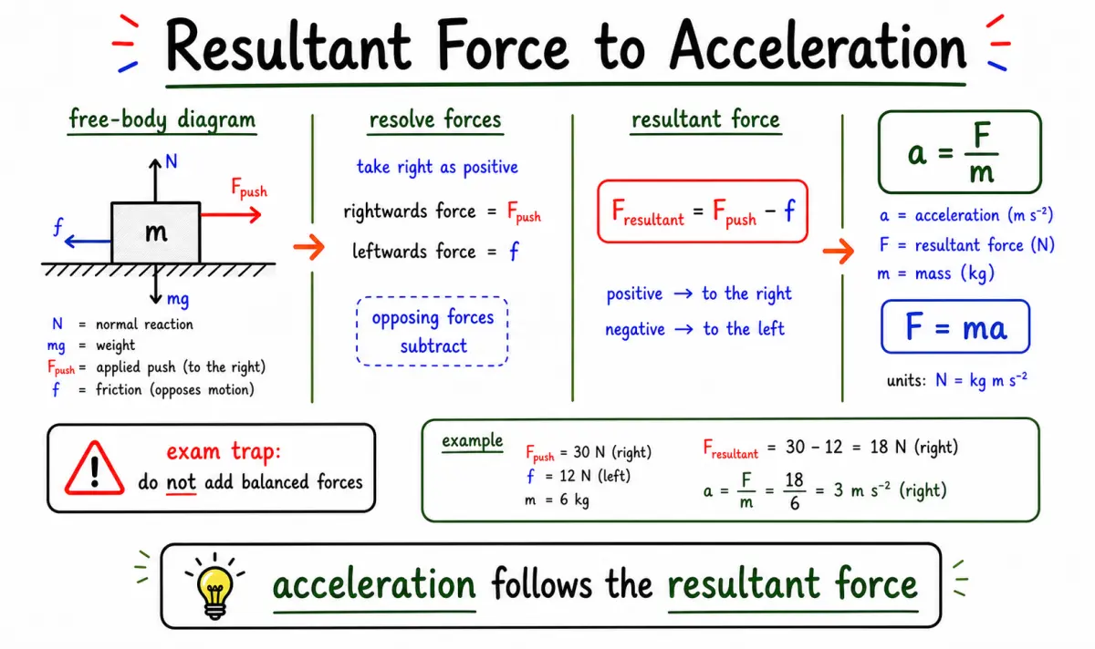 CAIE AS Physics Dynamics: Newton's Laws, Resultant Force, and Acceleration study diagram