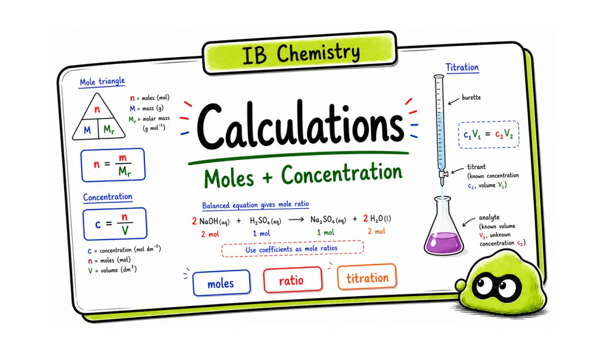 IB Chemistry Calculations: Mole Ratios, Concentration, and Titration Practice