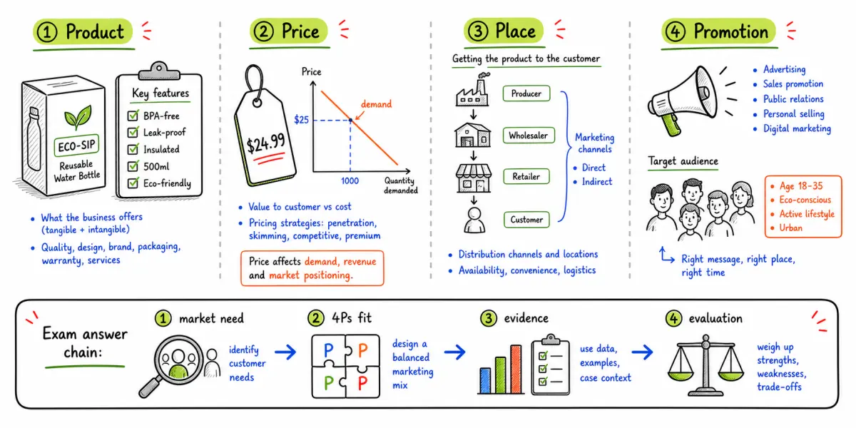 IB Business Management SL Marketing: 4Ps and Strategy Guide study diagram