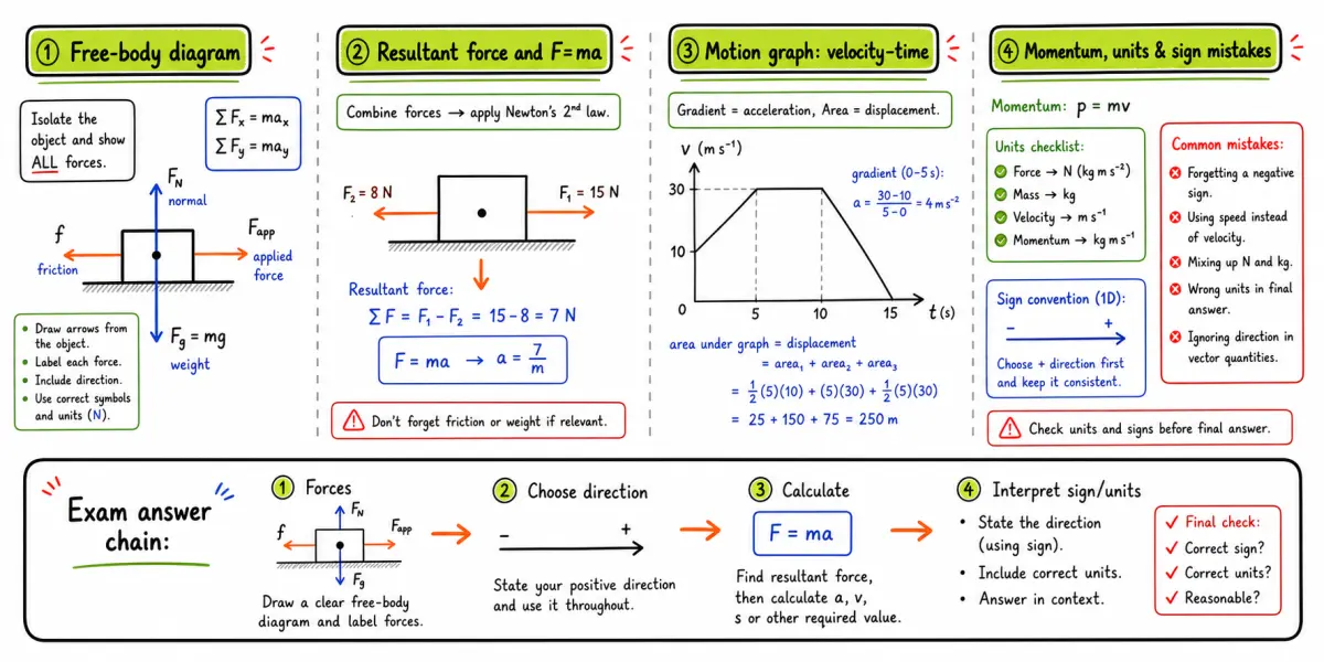 IB Physics SL Mechanics: Forces, Motion, and Exam Marks study diagram