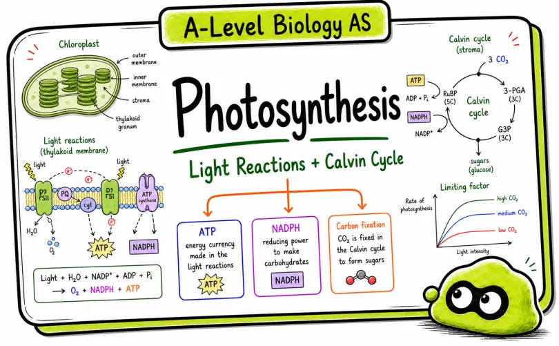 A-Level Biology Photosynthesis: Light-Dependent Reactions, Calvin Cycle, and Exam Answers