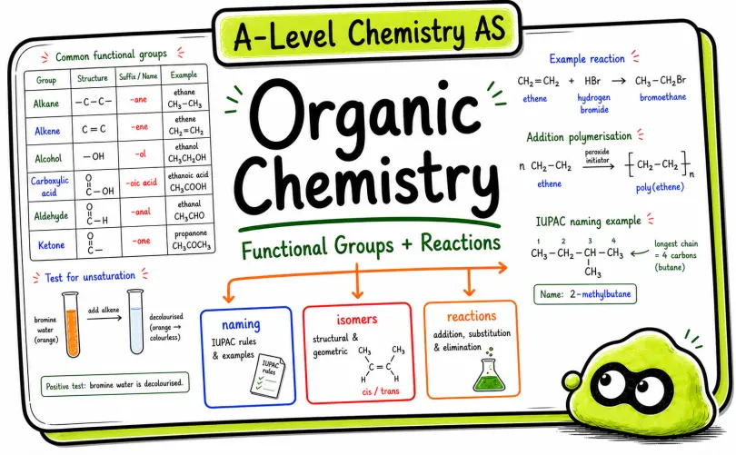 A-Level Chemistry AS Organic Chemistry: Functional Groups, Reactions, and Tests