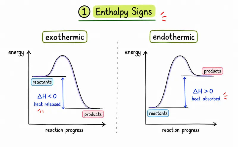 A-Level Chemistry energetics hand-drawn enthalpy signs reaction profile