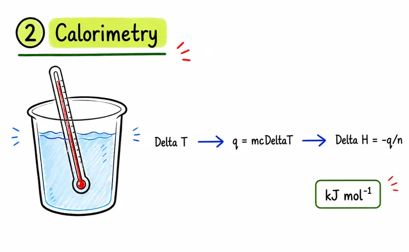 A-Level Chemistry hand-drawn calorimetry enthalpy calculation route
