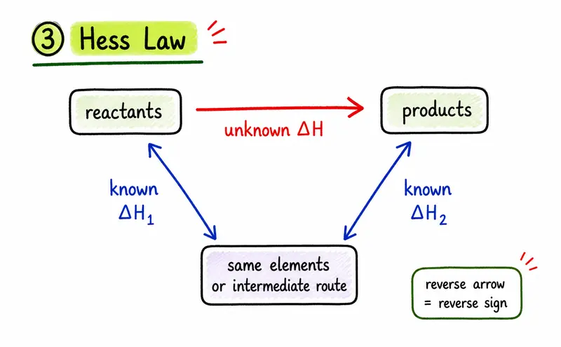 A-Level Chemistry hand-drawn Hess law cycle route independence