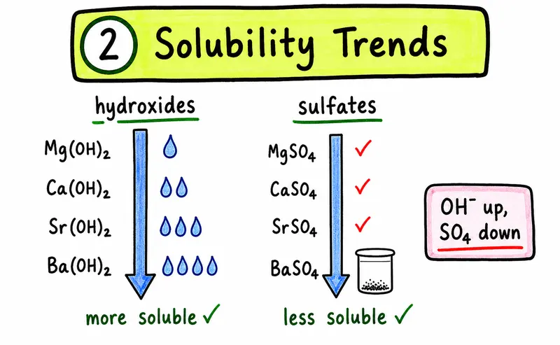 CAIE AS Chemistry Group 2 hand-drawn hydroxide and sulfate solubility trends