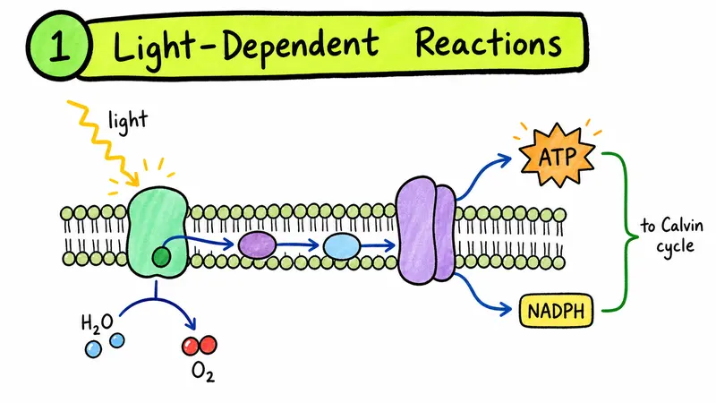 IB Biology light-dependent reactions in the thylakoid membrane