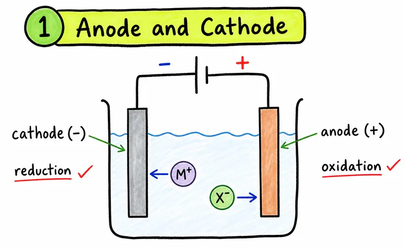 IGCSE Chemistry anode and cathode electrolysis diagram