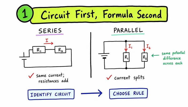 A-Level Physics series and parallel circuit rules before formula choice