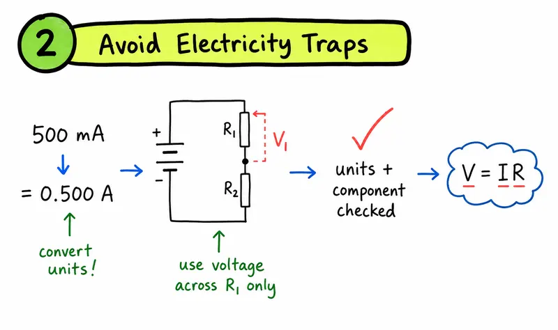 A-Level Physics electricity unit and component voltage checks