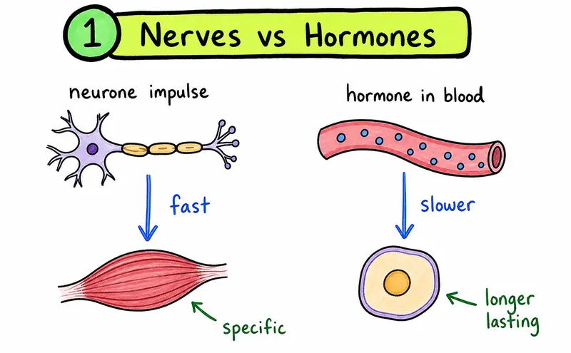 IGCSE Biology nerves versus hormones coordination pathway comparison