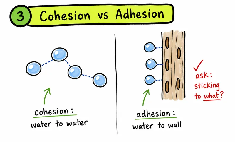 IB Biology cohesion versus adhesion in water and xylem