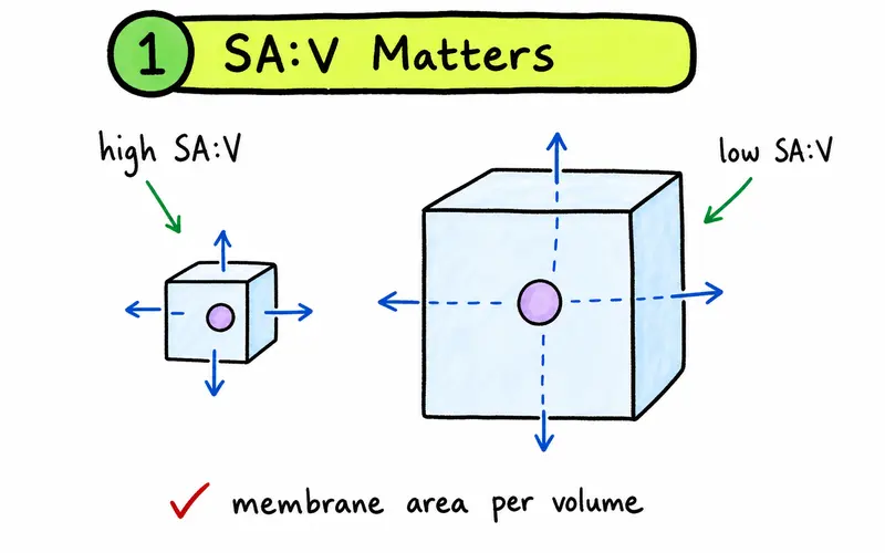 IB Biology surface area to volume ratio and exchange efficiency
