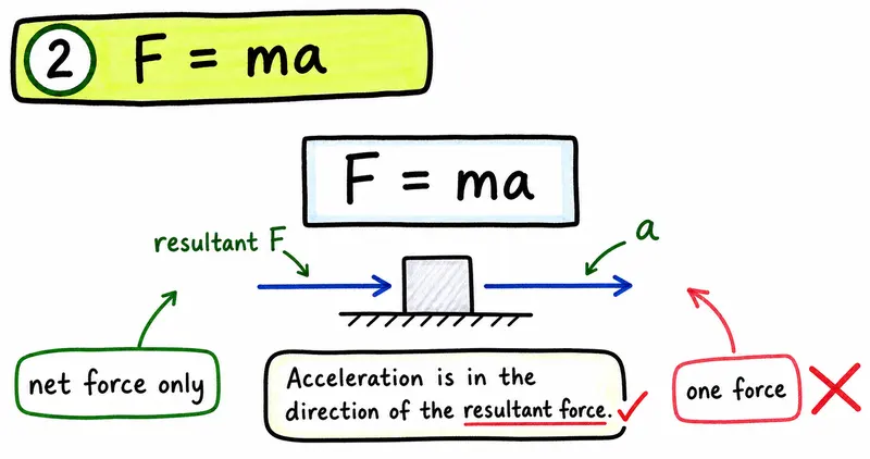 CAIE AS Physics hand-drawn F equals ma resultant force guide