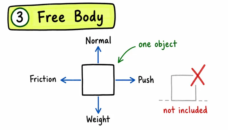 CAIE AS Physics hand-drawn free body diagram one object guide