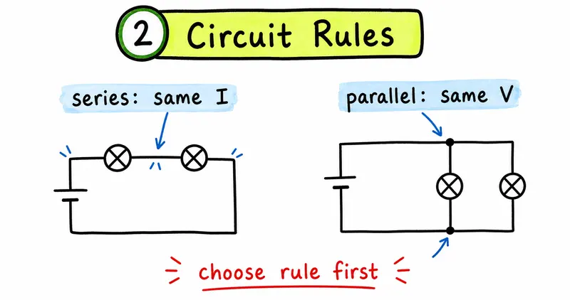 CAIE AS Physics electricity hand-drawn series parallel circuit rules guide