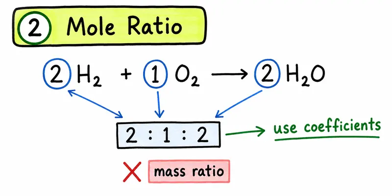 IB Chemistry calculations hand-drawn mole ratio coefficients guide