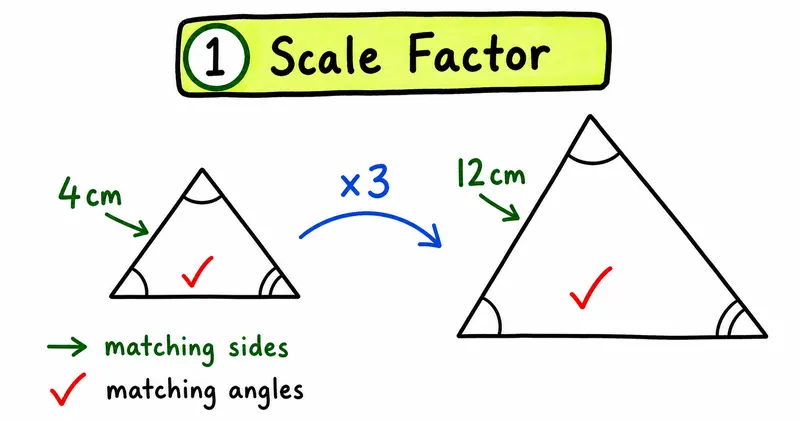 IGCSE Maths hand-drawn similar shapes length scale factor guide