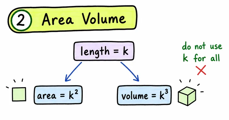 IGCSE Maths hand-drawn area and volume scale factor guide
