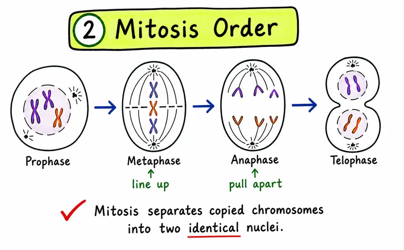 IB Biology SL hand-drawn mitosis chromosome separation guide