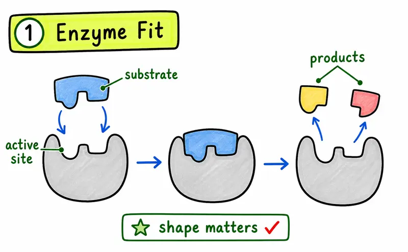 IB Biology SL molecular biology hand-drawn enzyme active site guide