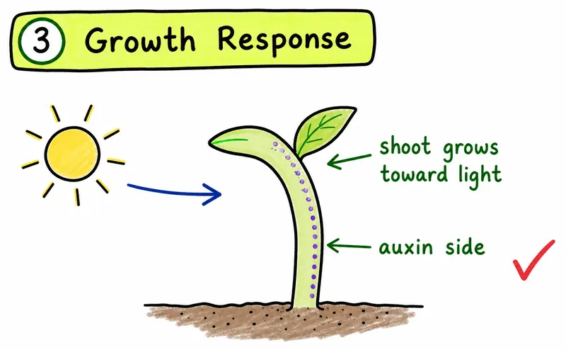 IB Biology SL plant biology hand-drawn shoot growth light auxin guide