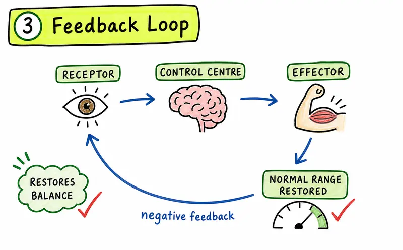 IB Biology SL animal physiology hand-drawn negative feedback homeostasis guide