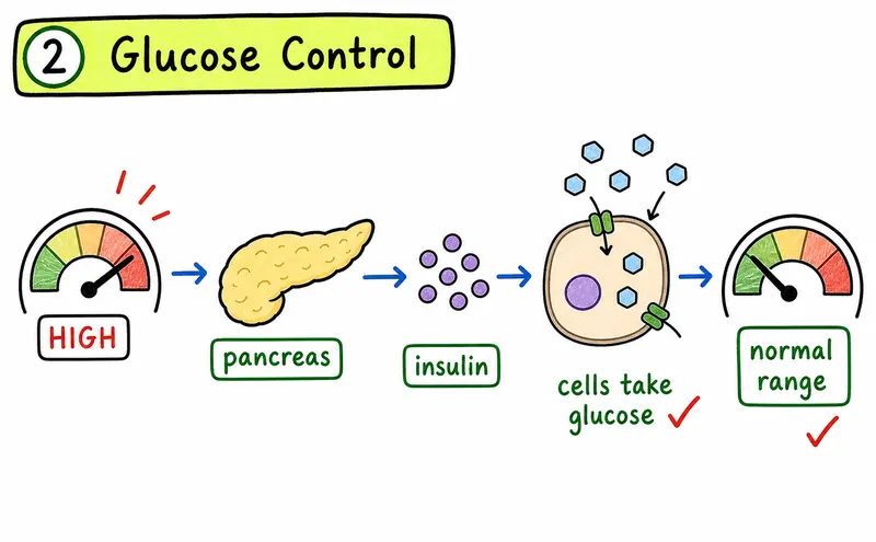 IB Biology SL human physiology hand-drawn blood glucose insulin homeostasis guide