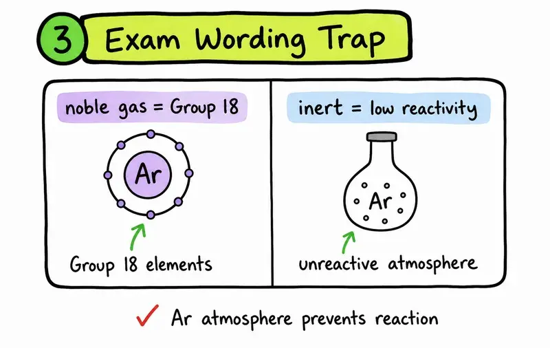 IB Chemistry exam wording trap for inert gas vs noble gas