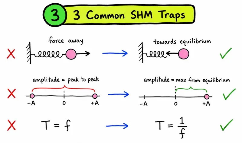 IB Physics simple harmonic motion common exam mistakes diagram