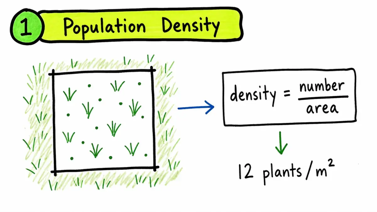 IB Biology population density quadrat formula diagram