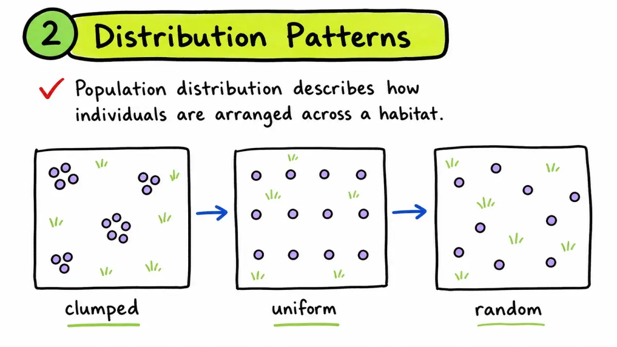 IB Biology clumped uniform and random population distribution patterns
