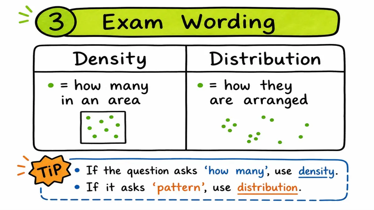 IB Biology population density vs distribution exam wording guide