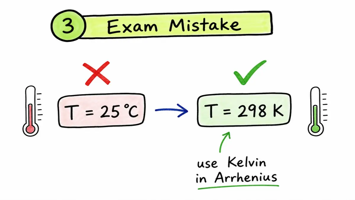 IB Chemistry Arrhenius equation Kelvin temperature exam mistake diagram