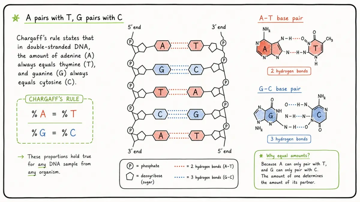 IB Biology Chargaff rule base pairing diagram
