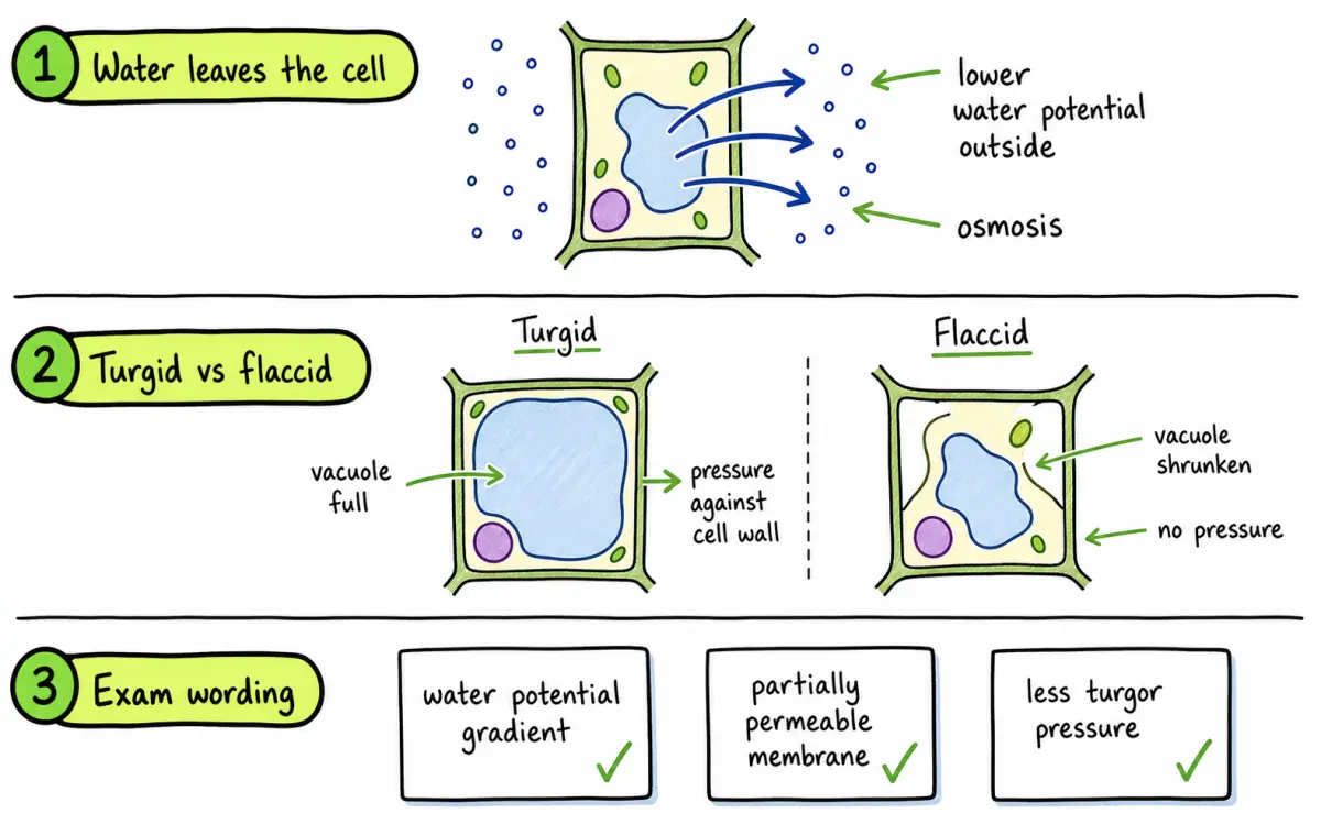 IB Biology flaccid cells osmosis and water potential diagram