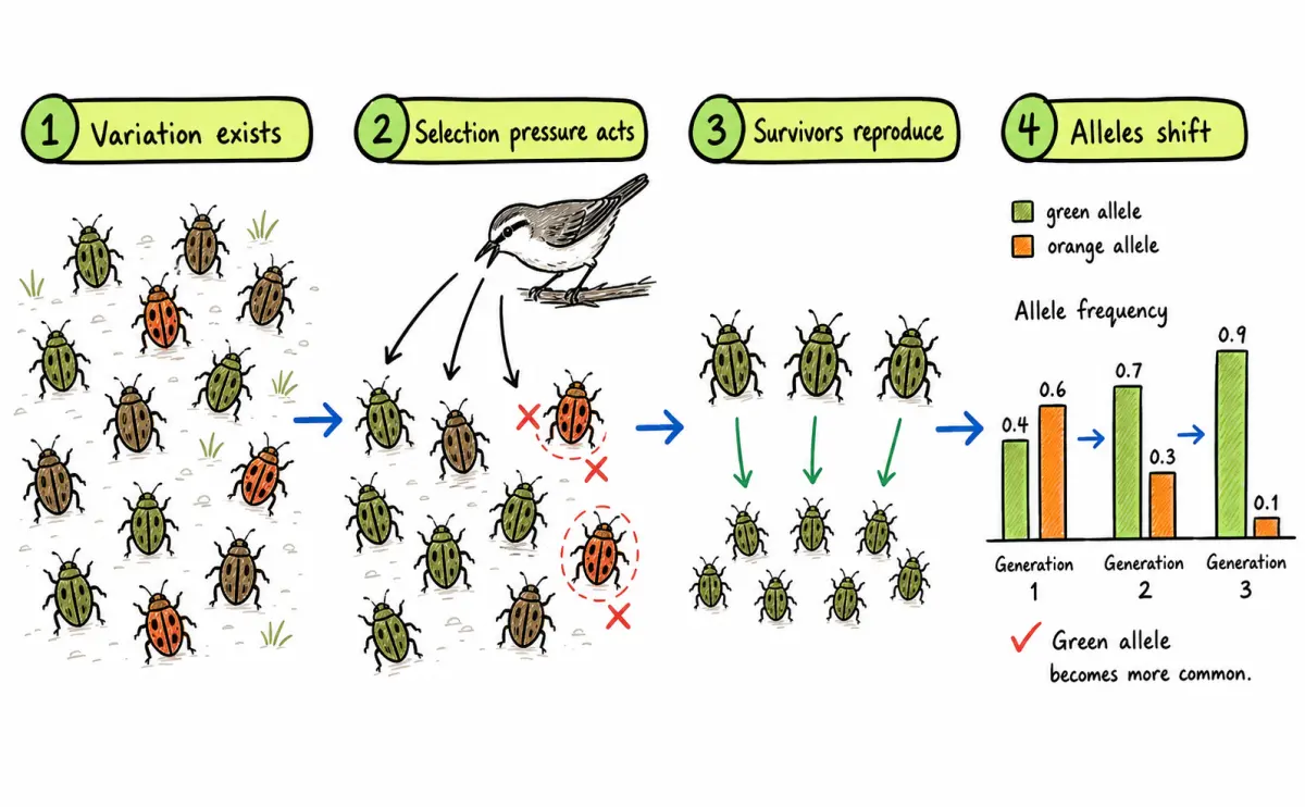 IB Biology natural selection process diagram