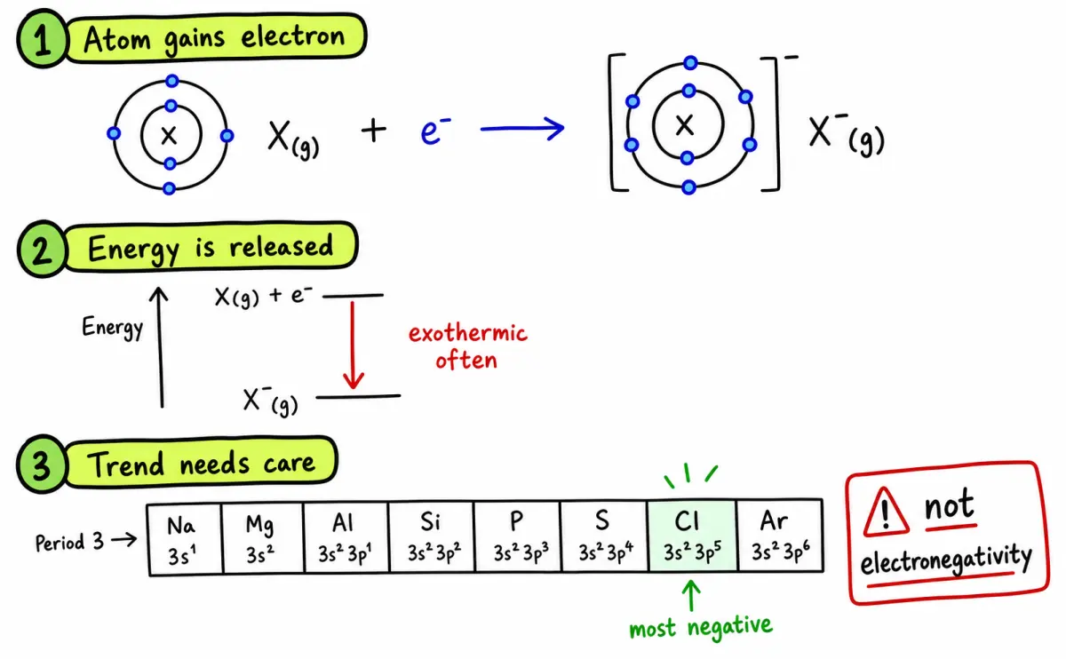 IB Chemistry electron affinity definition and trend diagram