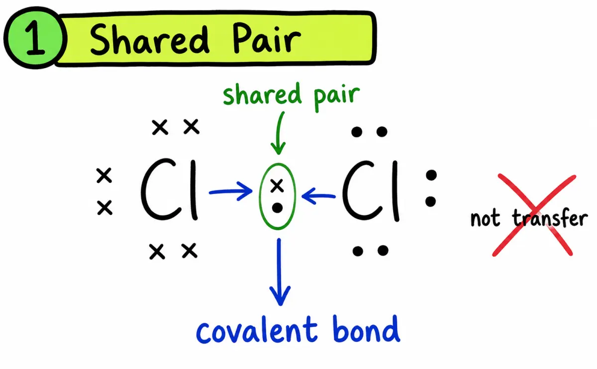 IGCSE Chemistry covalent bond shared pair diagram