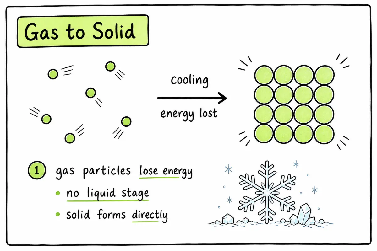 IGCSE Chemistry deposition gas to solid particle diagram