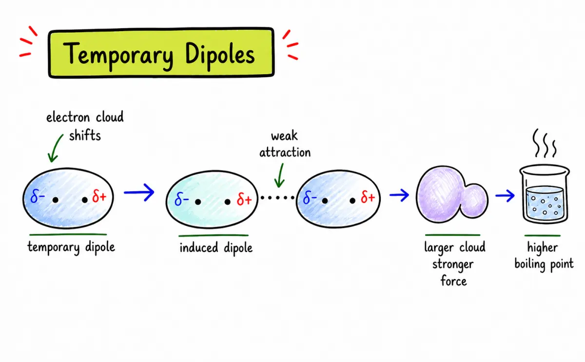 London dispersion forces temporary dipoles study card