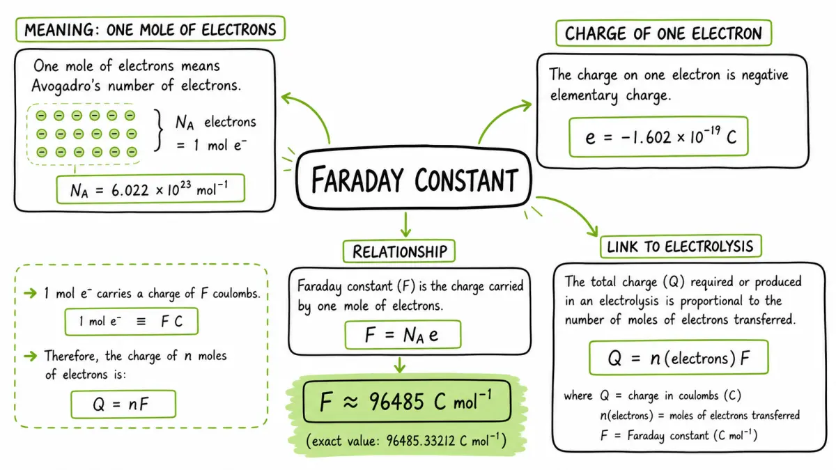 Faraday constant meaning, formula and electrolysis relationship