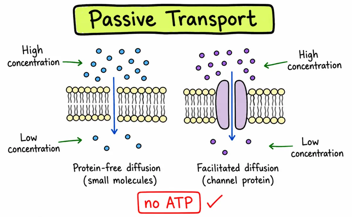 Passive transport across a membrane