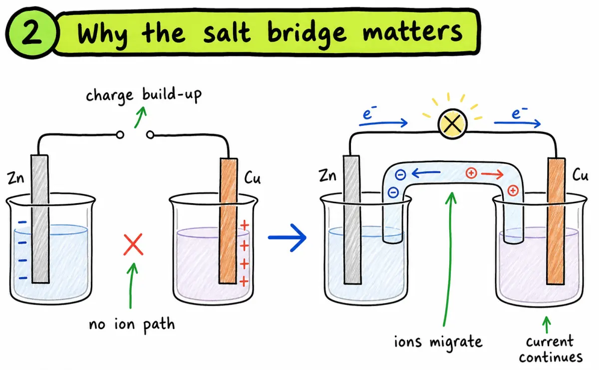 Why the salt bridge keeps the cell working