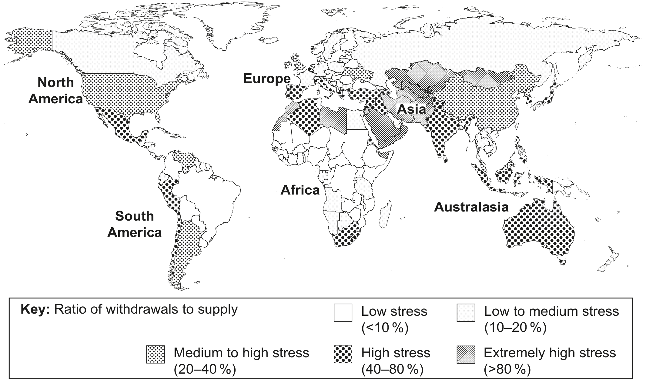 Figure 1(a): Water stress by country in 2013