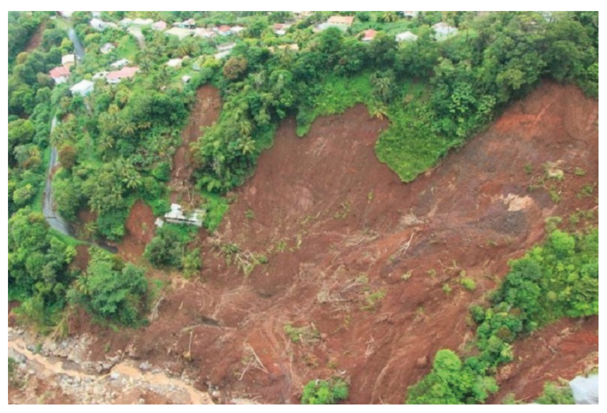 Figure 3(d): Landslide caused by heavy rains after a hurricane