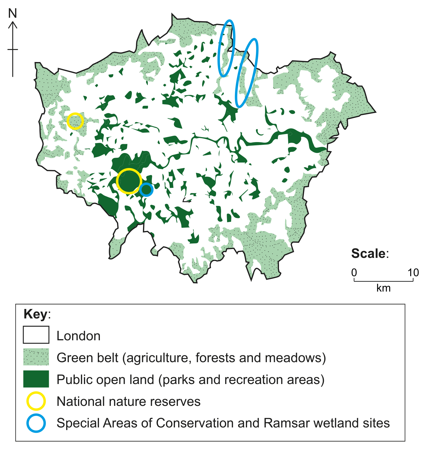 Figure 4(a): Green spaces in London