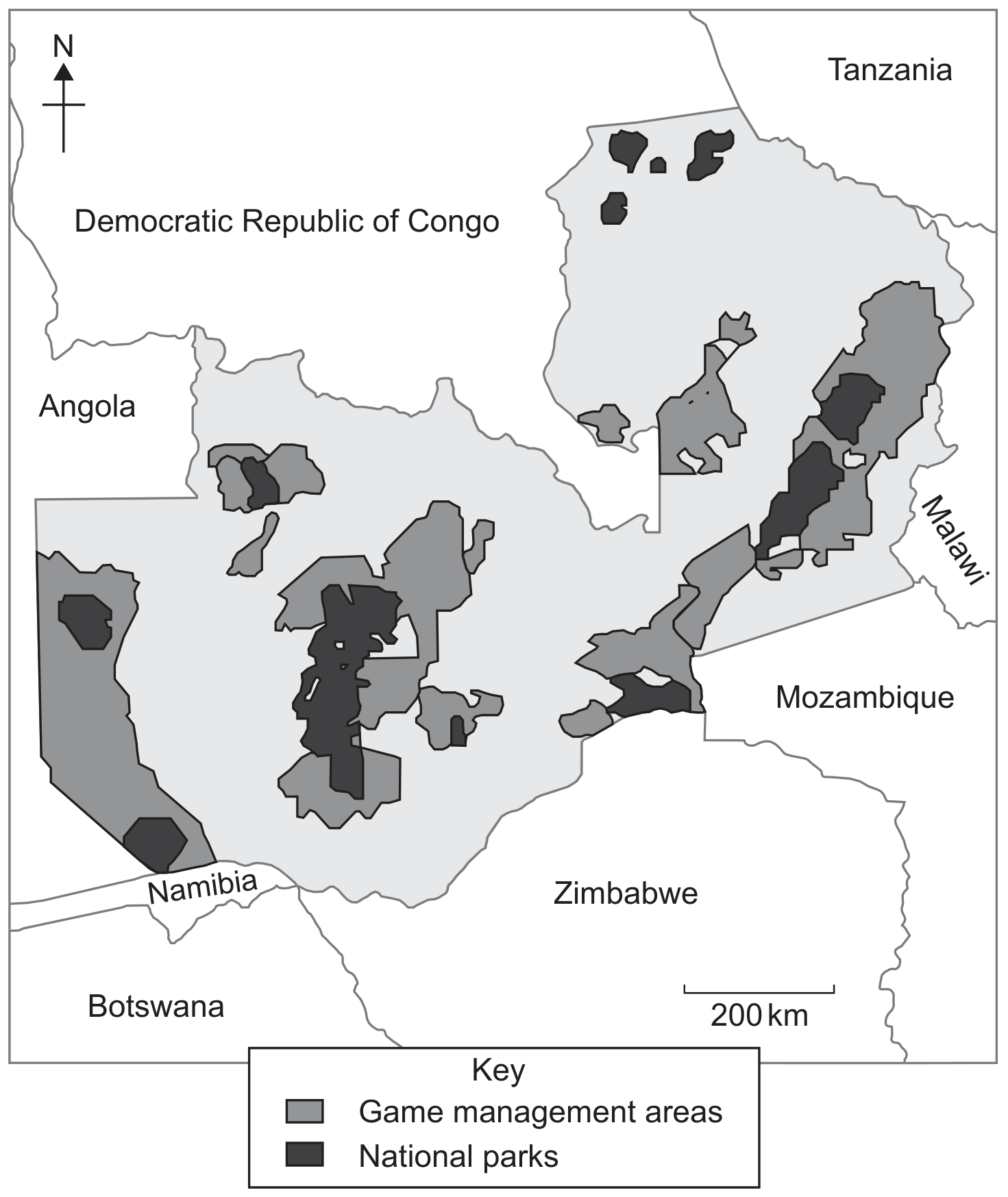 Figure 8(c): National parks and game management areas in Zambia