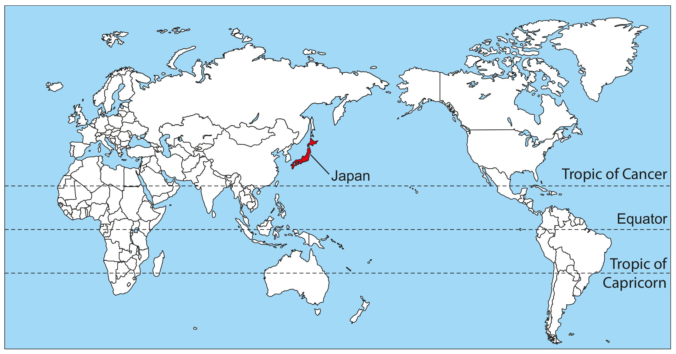 Figure 1(a): World map showing location of Japan