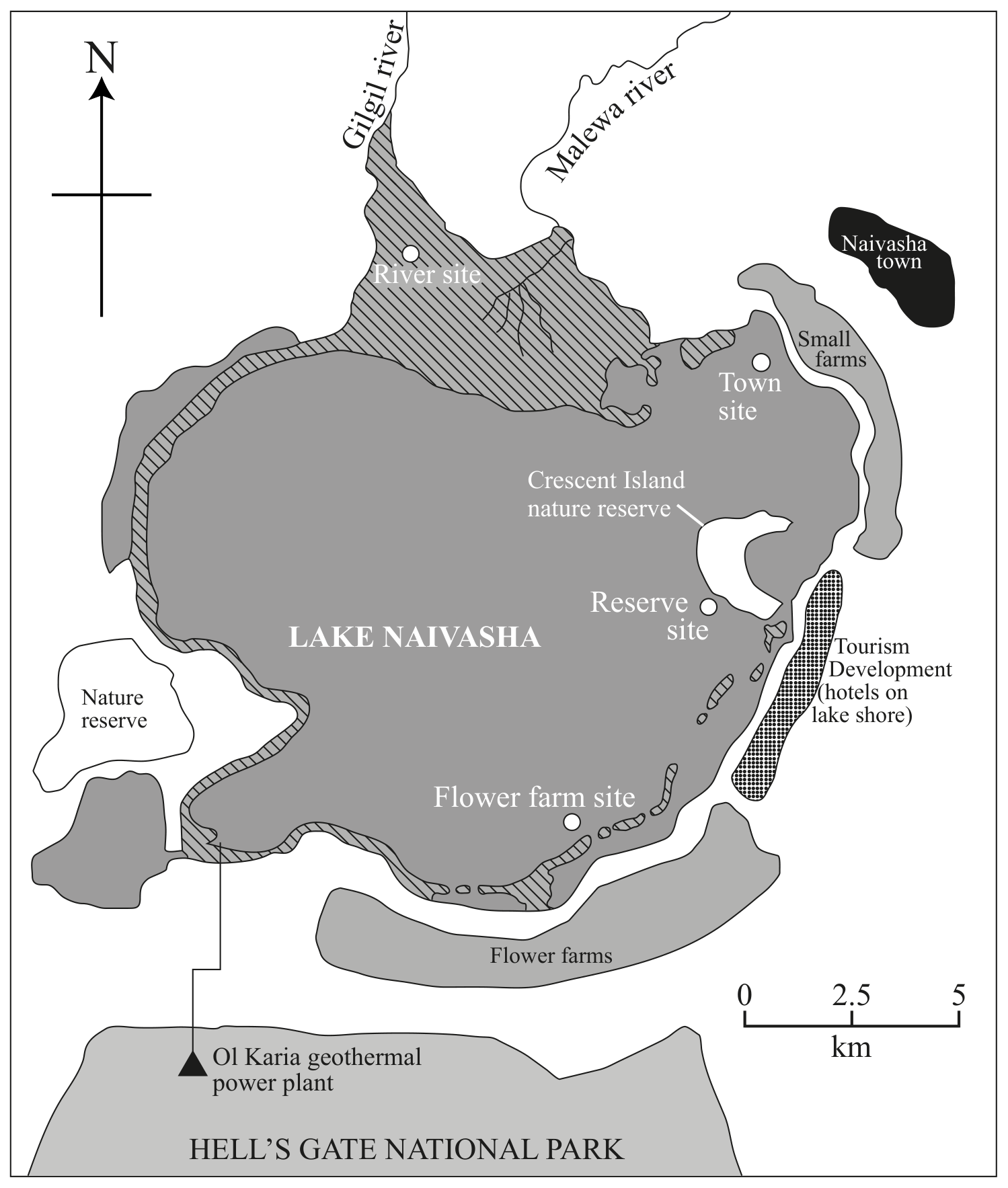 Figure 1(b): Detailed map of Lake Naivasha, Kenya